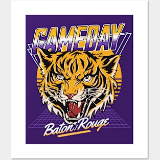 Retro 80s Gameday Purple & Gold Posters and Art